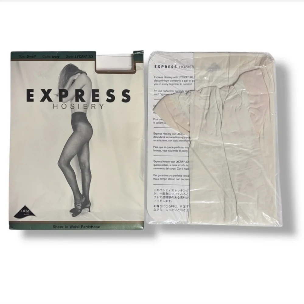 EXPRESS HOSIERY Ivory Sheer To Waist Pantyhose VINTAGE